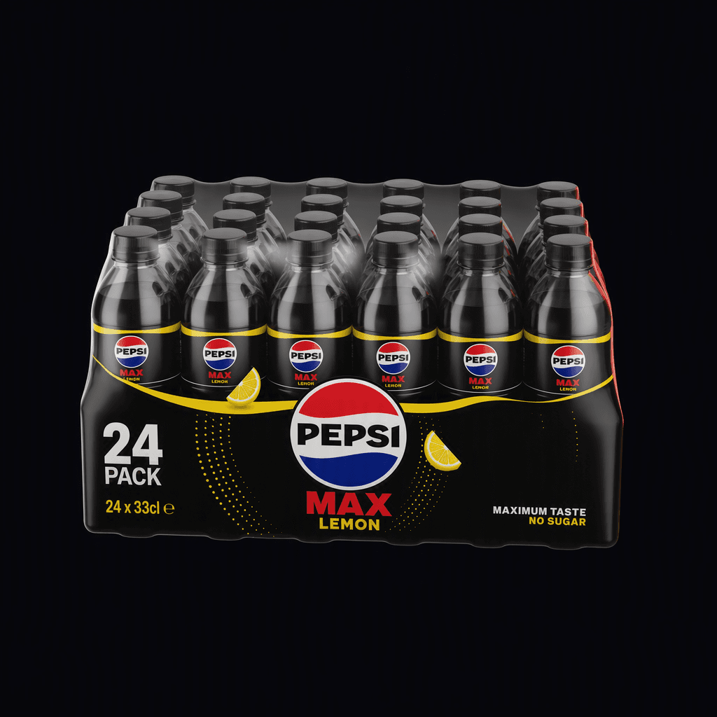 Pepsi Max Lemon 24-pak flasker (24x33cl), AI-genereret billede